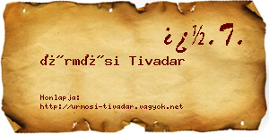 Ürmösi Tivadar névjegykártya
